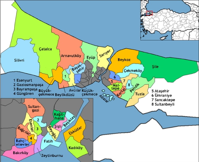 نقشه کامل منطقه بیلیک دوزو استانبول