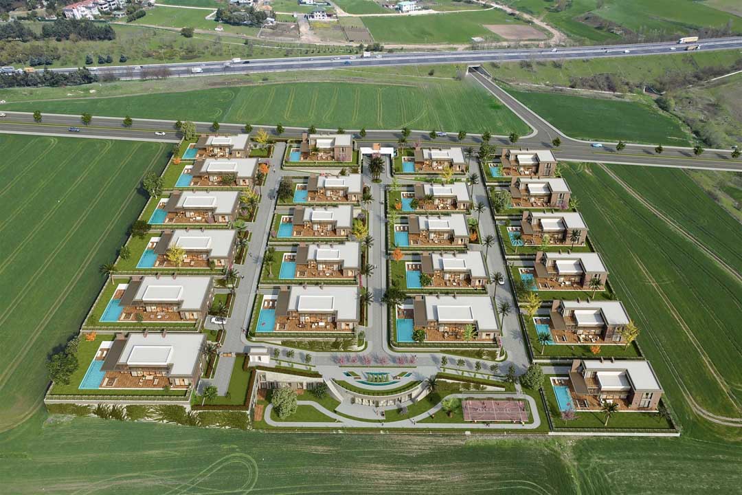 An aerial view of a housing complex

Description automatically generated